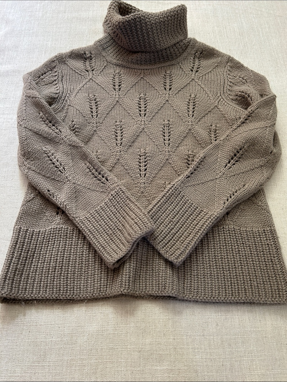 Mira Flores Chunky Knit Alpaca Turtleneck Sweater Women's Size Small Taupe - Picture 9 of 9